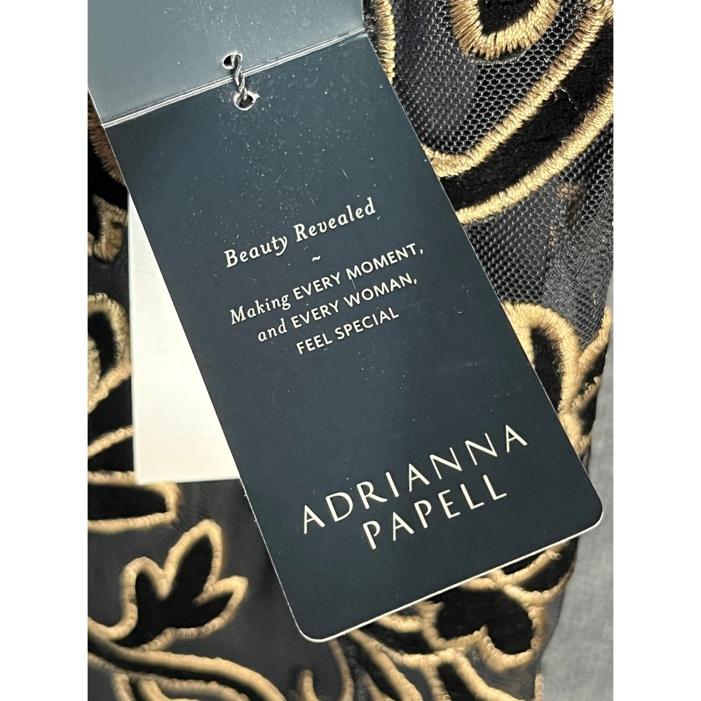 Adrianna Papell Black Velvet Off Shoulder Brocade Gown Formal Evening Size 6 - Picture 13 of 13